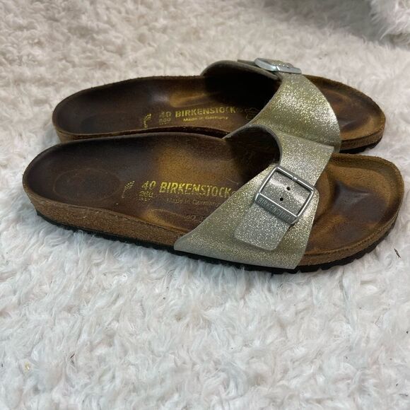 Birkenstock Madrid Matte Metallic glitter silver and Gold silver buckle … - Picture 2 of 10